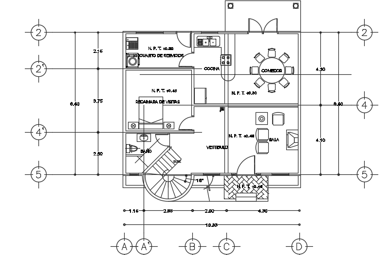 10x9m architecture double story house plan AutoCAD model is given
