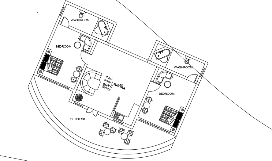 10x9m floor plan of family suite cottage cad drawing is given in this file