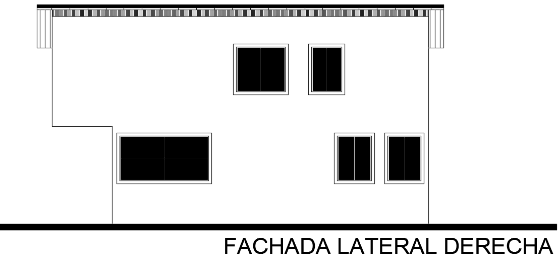 10x9m house building lateral right side elevation drawing