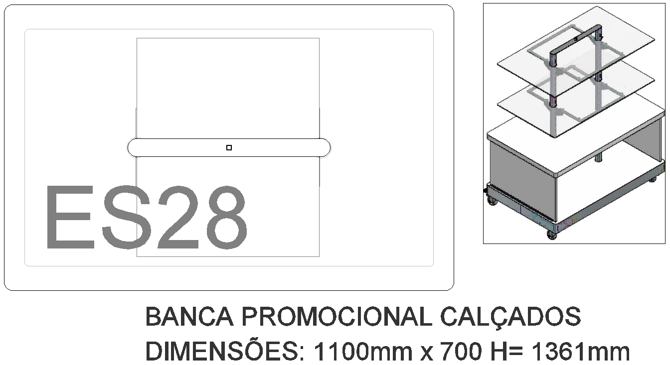 1100X700 MM Footwear stand 3D design DWG AutoCAD drawing