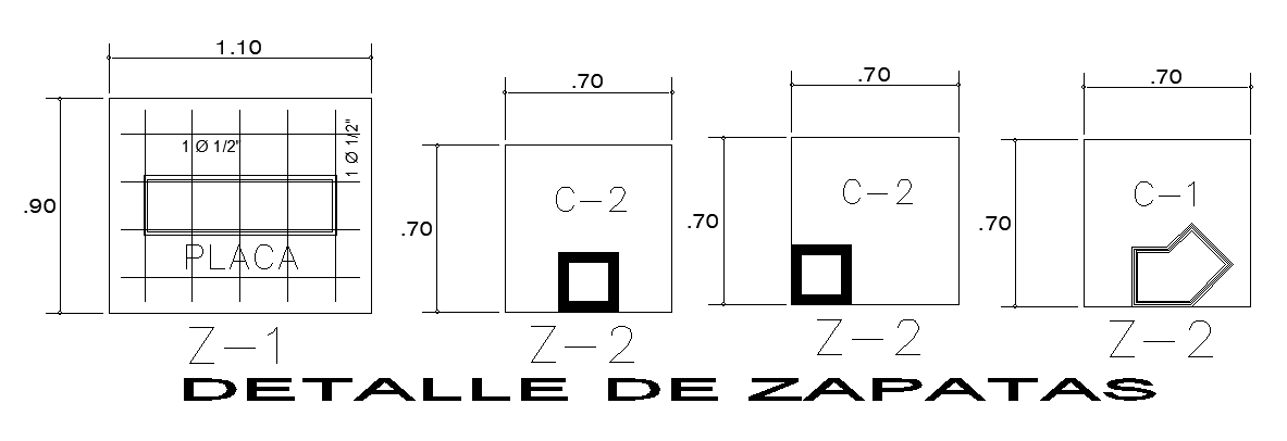 1110x900mm foundation plan is given in this AutoCAD model.Download now.