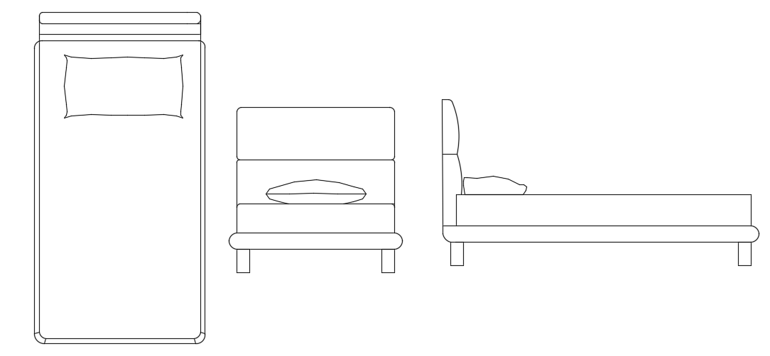 AutoCAD 1.11x2.05m Bed Cot CAD Plan for Interior Layouts