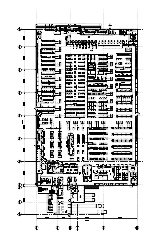112x62m super market layout is given in this Autocad drawing file. Download now.