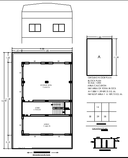 Office Layout 11.39mx7.88m Complete Design in CAD Drawing File