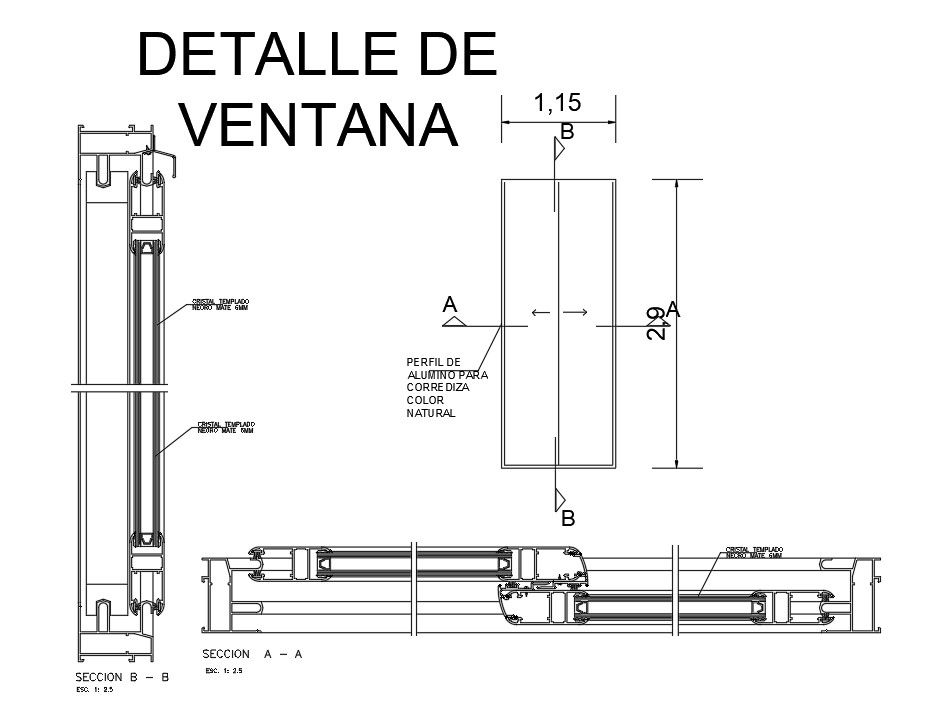 1150x2900mm window plan is given in this Autocad drawing file. Download now.