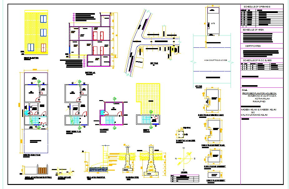 Residential House AutoCAD DWG with Floor Plans and Section Details