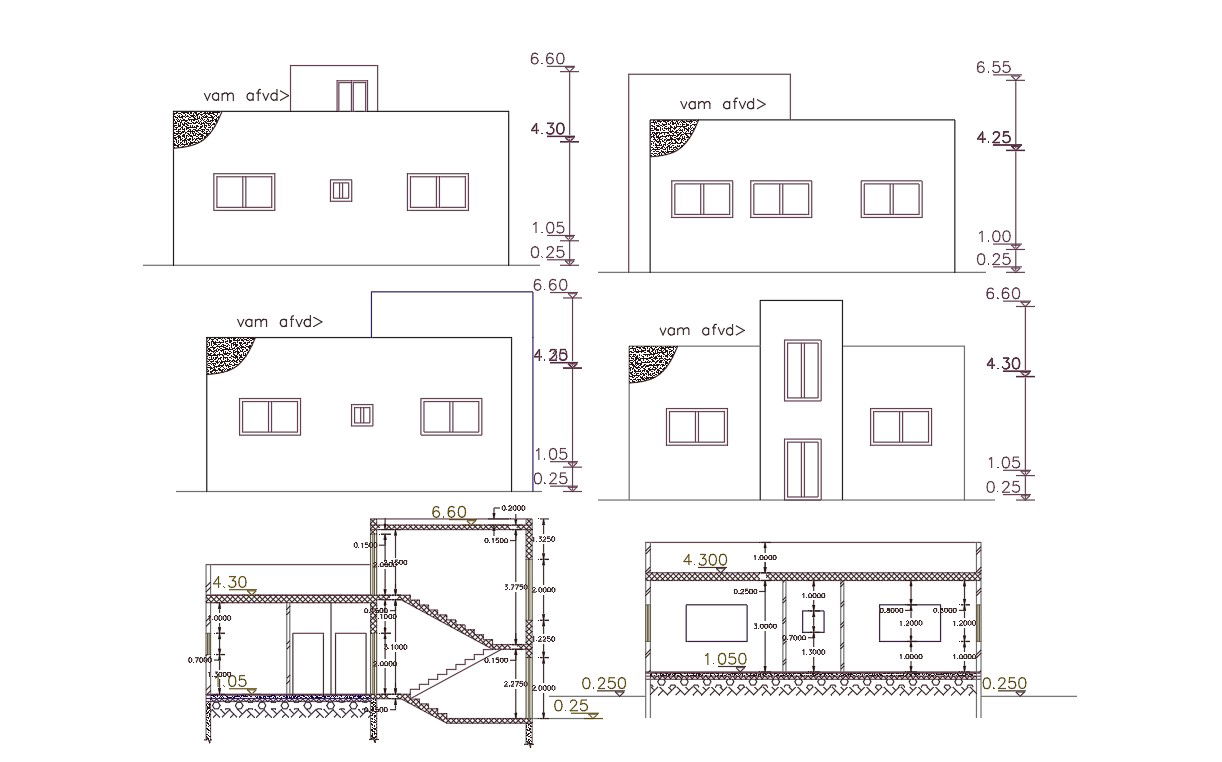 1152 Square Feet House Building Design DWG File