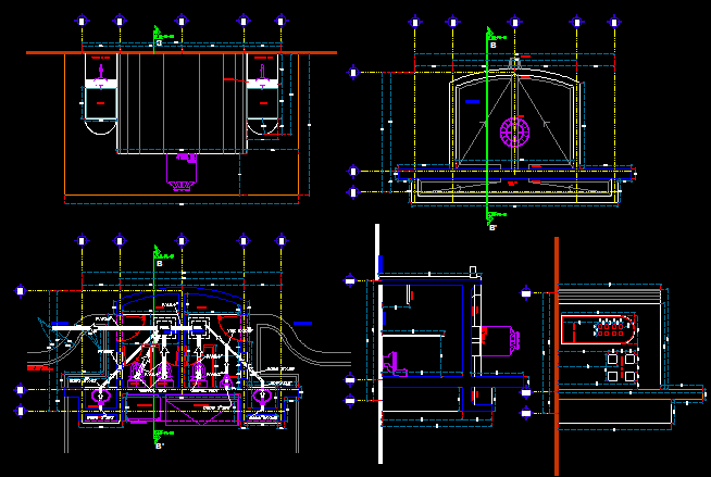Toilet DWG Design with Detailed Floor Plan Section and Elevation Views