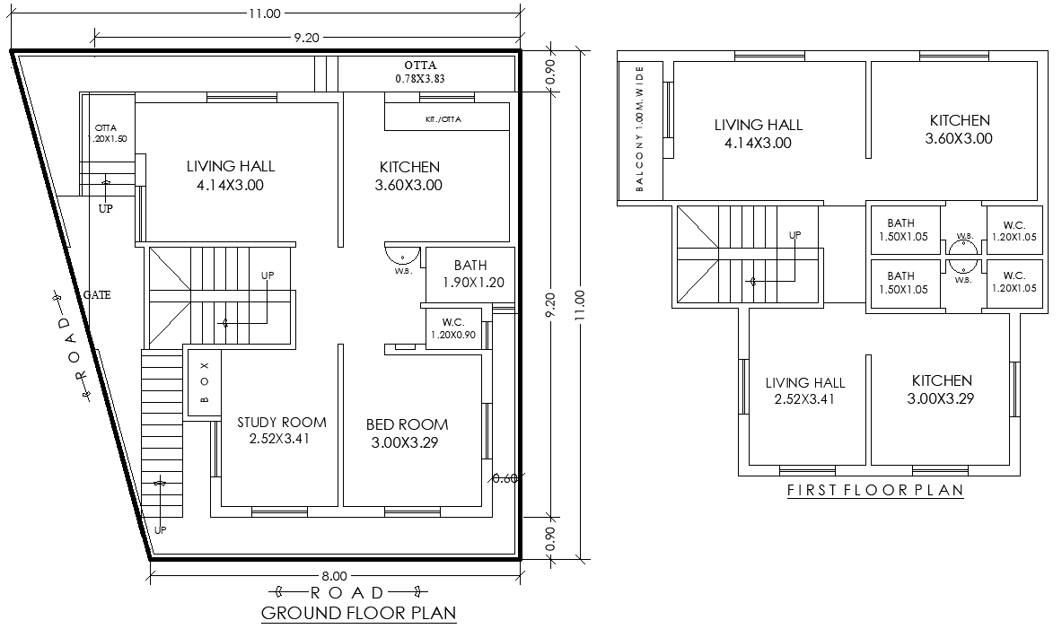 11m×11m Double Floor House Drawing in DWG for CAD Use