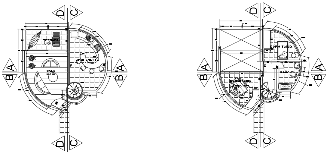 11x10m house plan two story residential is given in this cad file