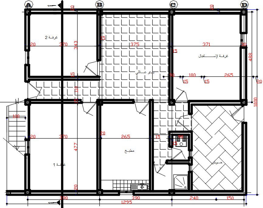 11x10m individual villa house plan CAD drawing