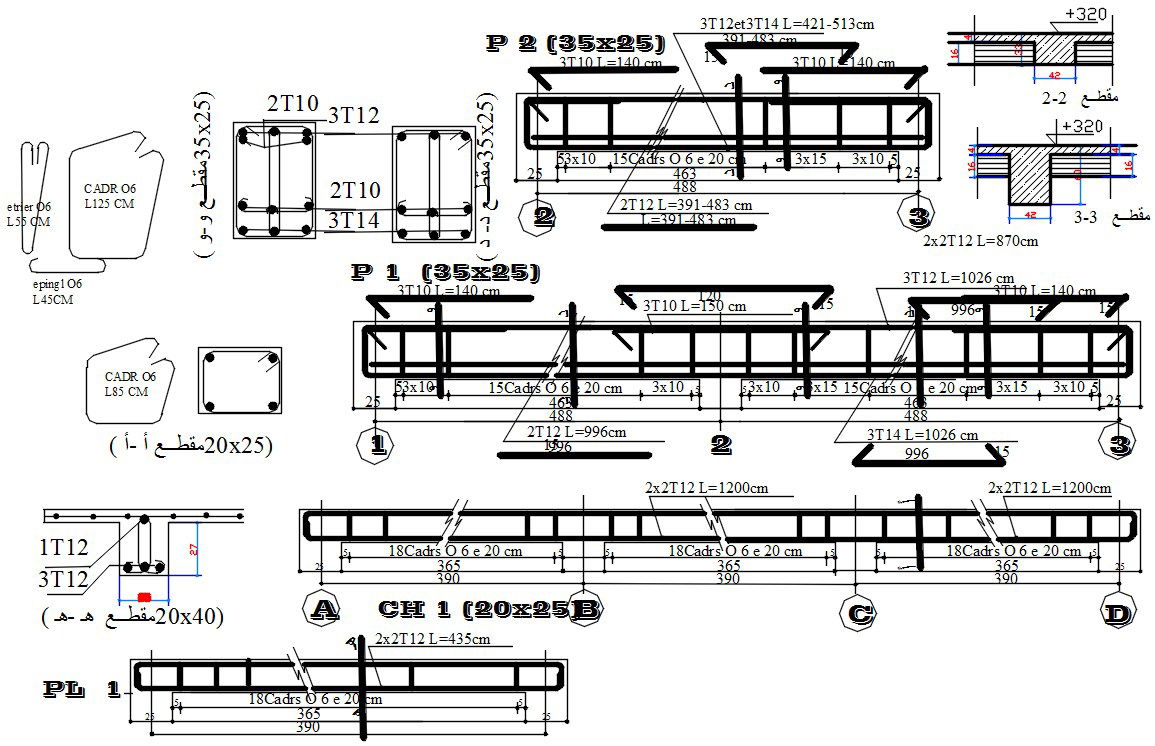 11x10m villa building beam section CAD drawing