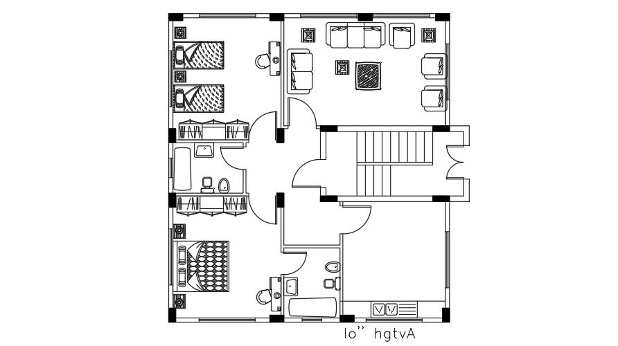 11x11 Meter House Furniture Layout Plan AutoCAD File