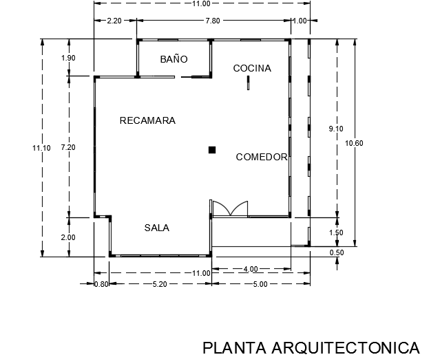11x11m architecture one bedroom 2d AutoCAD drawing is given in this file