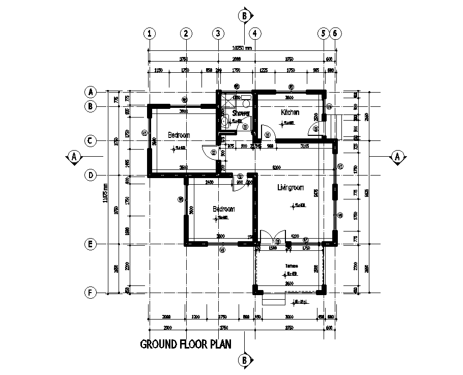 11x11m house plan is given in this Autocad drawing file. Download now.