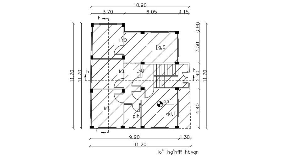11x12 Meter Ground Floor House Plan AutoCAD File