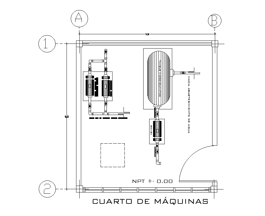 11x12m Machine room plan has given in the Autocad drawing file. Download now.