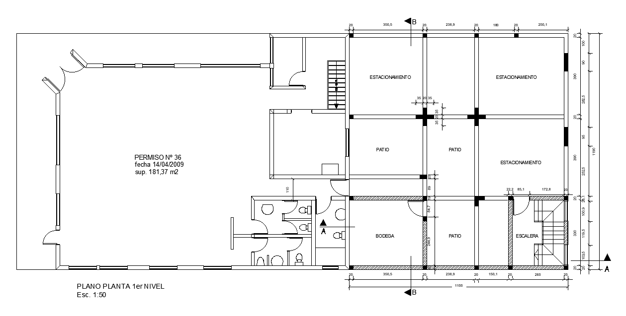 11x12m first floor house plan is given in this AutoCAD drawing file. Download now.