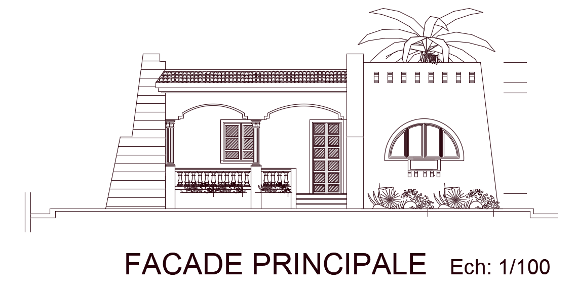 11x12m House Building Elevation View 2D CAD Drawing