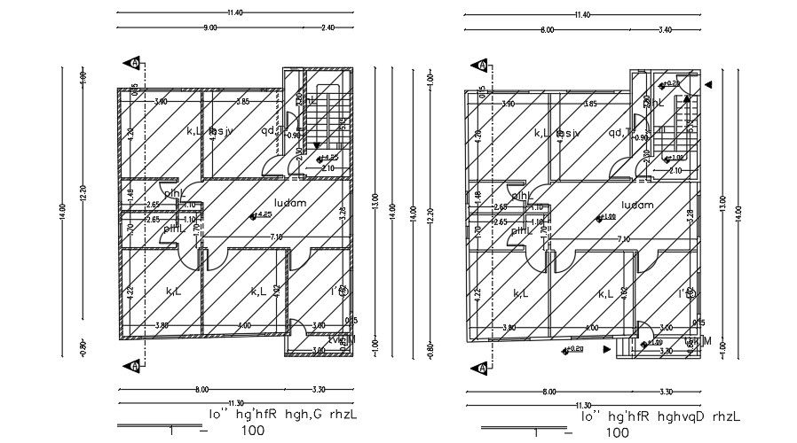 11x12m house plan AutoCAD 2D drawing download now