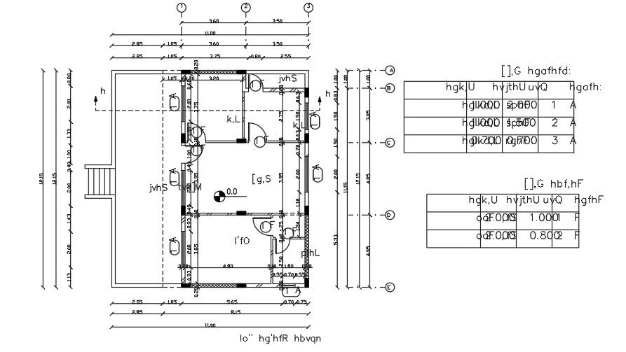 11x12m residential architecture house plan drawing