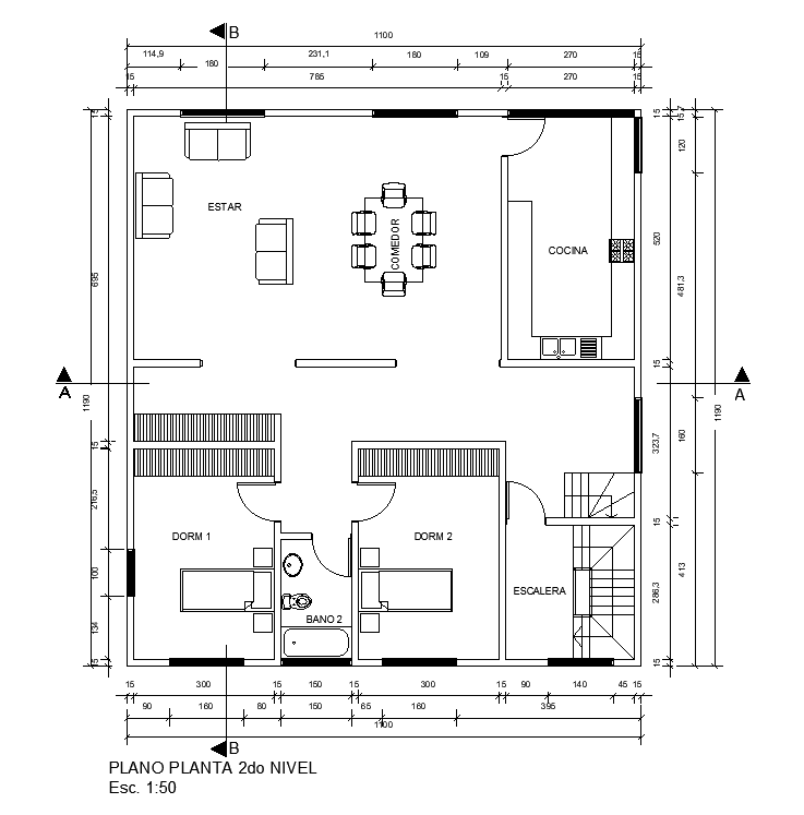 11x12m second floor house plan is given in this AutoCAD drawing file. Download now.