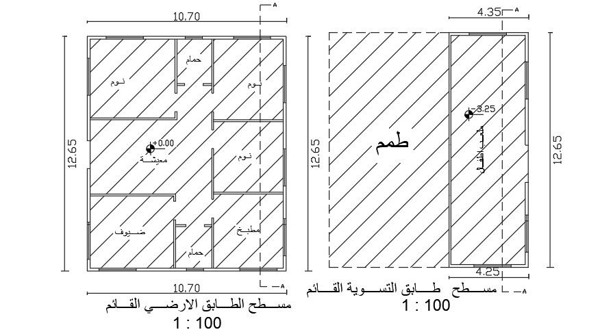 11x13 Meter 3 BHK House Plan AutoCAD File
