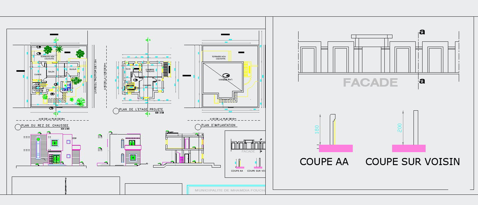 11x15m house building 2m height of the foundation drawing