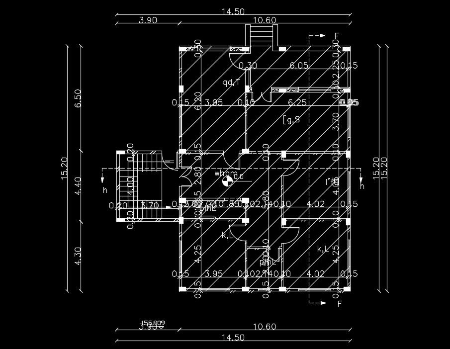 11x15m first floor home model AutoCAD drawing