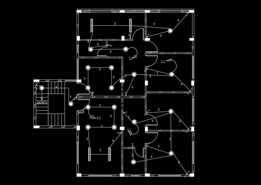 11x15m house plan fan unit point location AutoCAD drawing
