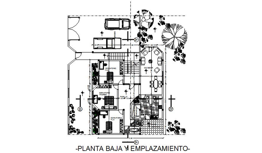 11x15m house plan is given in this Autocad drawing file. Download now.