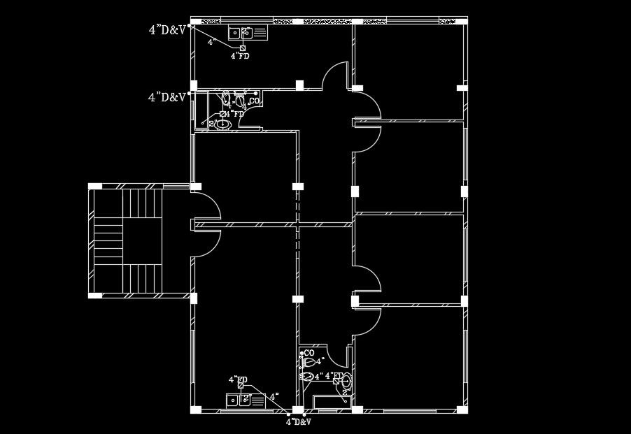 11x15m house plan manhole location AutoCAD drawing