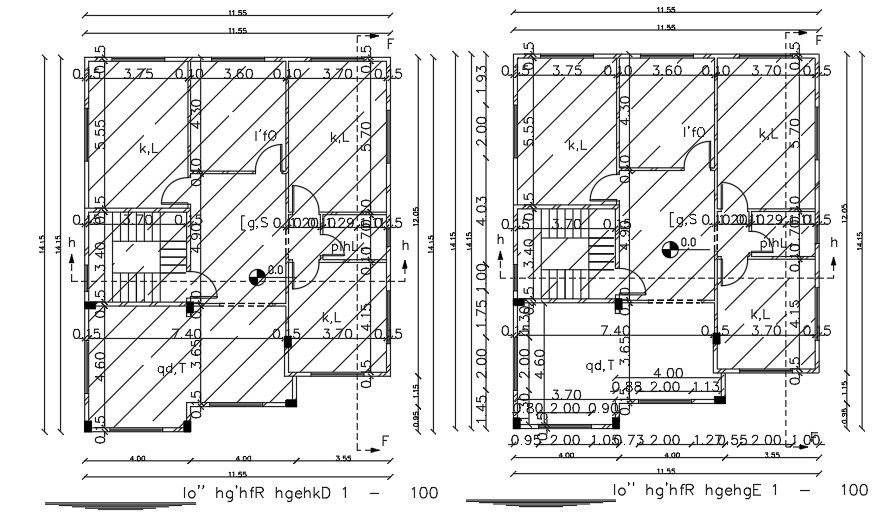 11x15m second floor and third floor AutoCAD 2D house plan