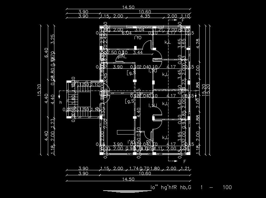 11x15m second floor home model AutoCAD drawing
