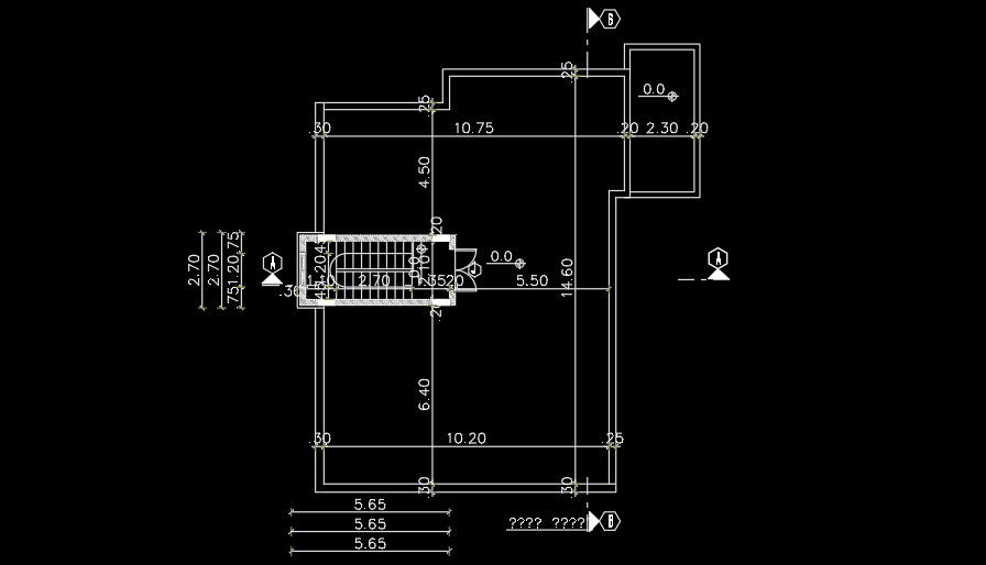 11x16m residential house plan staircase layout drawing