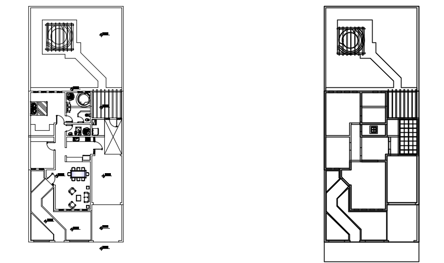 11x19m 2bhk house plan with garden AutoCAD 2d drawing