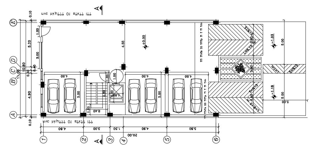 11x20m architecture multistory ground floor apartment layout AutoCAD model