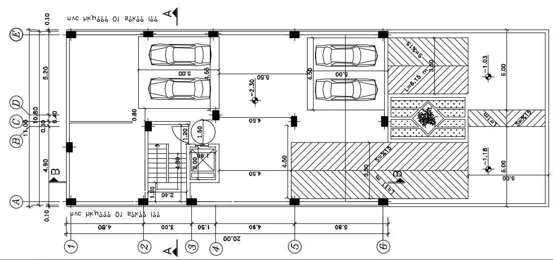 11x20m architecture multistory ground floor apartment plan AutoCAD model