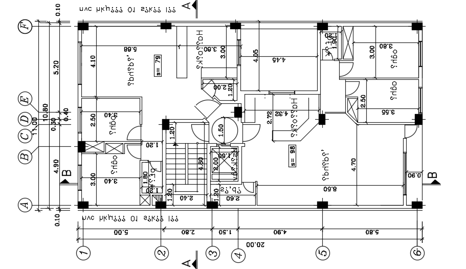 11x20m architecture multistory second floor apartment plan AutoCAD model