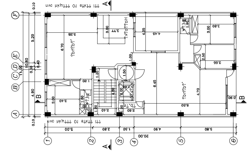 11x20m architecture multistory third floor apartment plan AutoCAD model