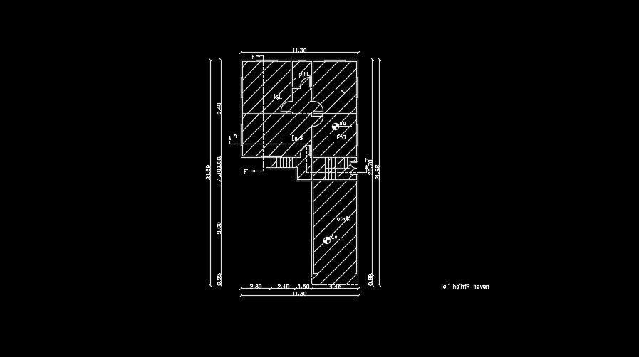 11x22m house plan is given in this AutoCAD drawing model