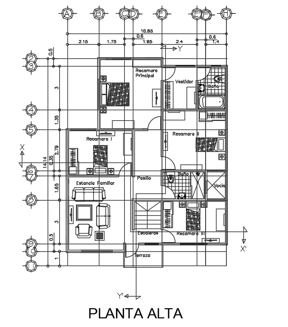 11x22m villa house plan first floor layout 2d AutoCAD drawing