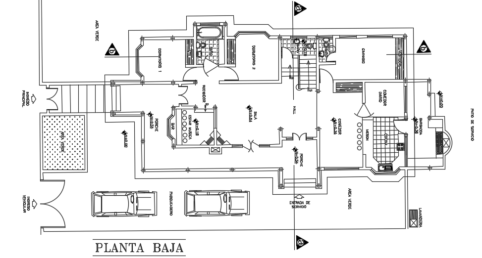 11x24m architecture two story ground floor house plan CAD drawing