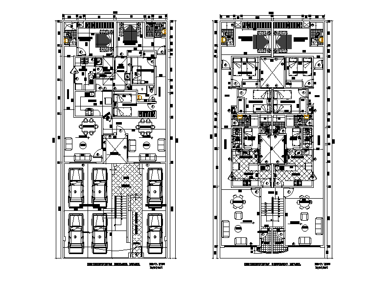 11x25m house plan is given in this Autocad drawing file. Download now.