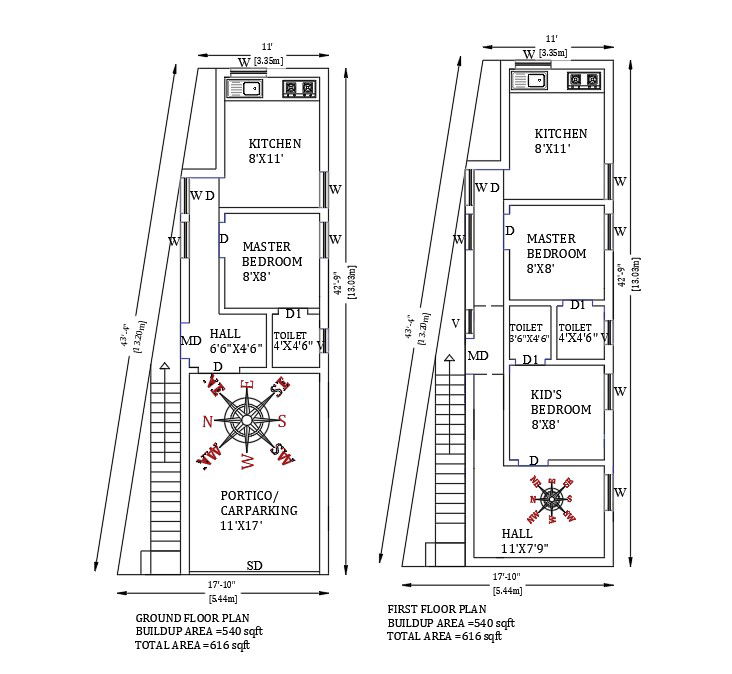 11'x42' Meter House Floor Plan DWG File