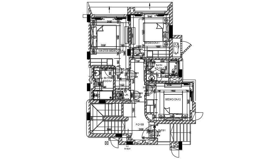 11x8m architecture first floor house plan AutoCAD drawing
