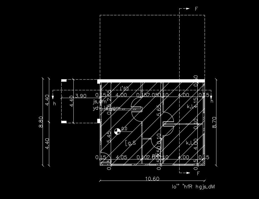 11x8m ground floor house plan AutoCAD drawing