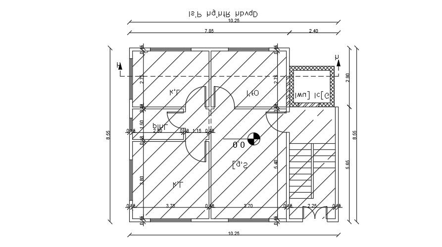 11x9 Meter 2 BHK House Ground Floor Layout AutoCAD File