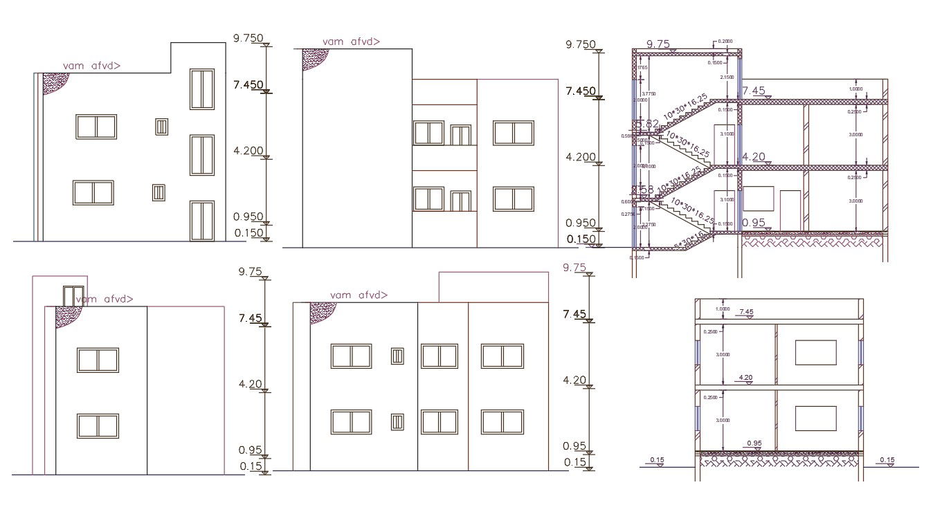 1200 Sq Ft House Building CAD Drawing DWG File