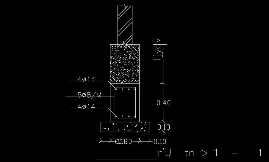 1200mm length of the footing section view